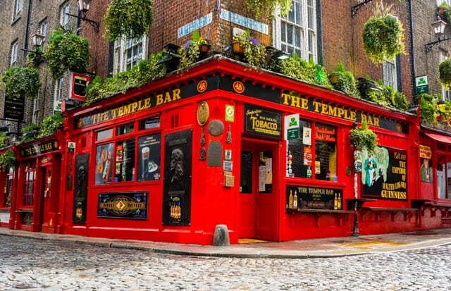 Temple bar dentro de los barrios de Dublín.